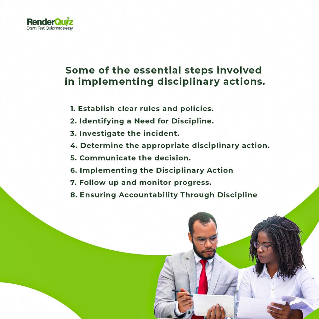 Implementing Disciplinary Actions Ensuring Accountability in the Workplace Free test, quiz